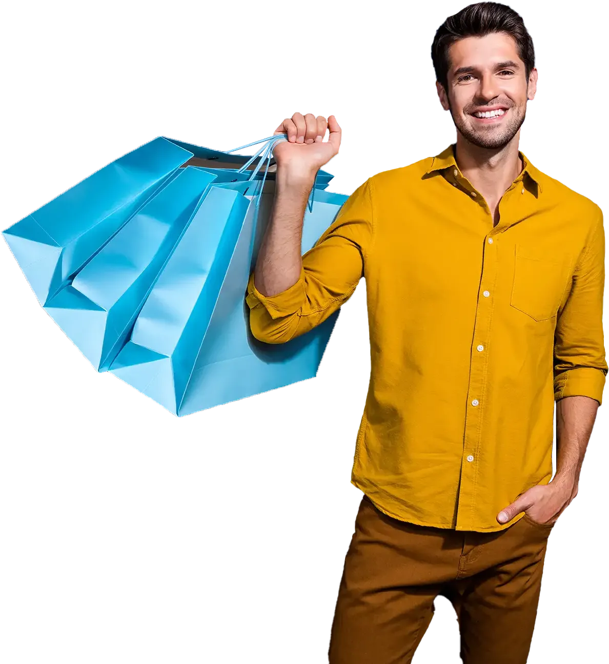 Eine Person hält Tüten in der Hand